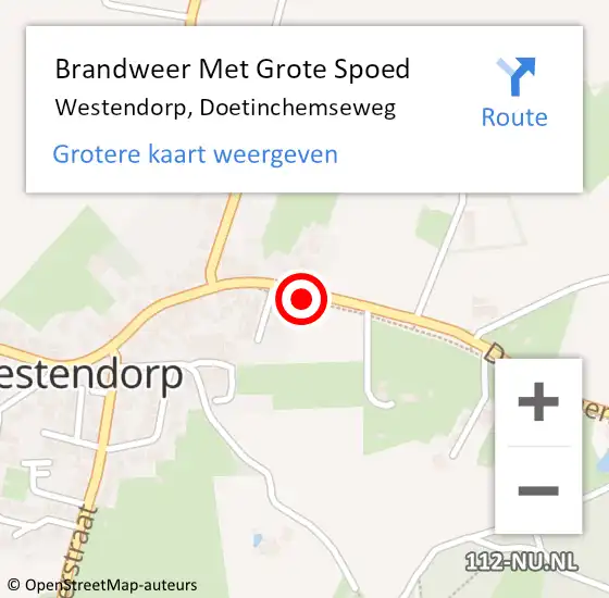 Locatie op kaart van de 112 melding: Brandweer Met Grote Spoed Naar Westendorp, Doetinchemseweg op 8 juni 2015 18:38