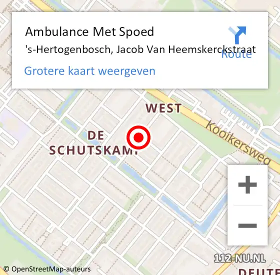 Locatie op kaart van de 112 melding: Ambulance Met Spoed Naar 's-Hertogenbosch, Jacob Van Heemskerckstraat op 8 juni 2015 18:38