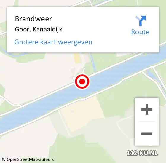 Locatie op kaart van de 112 melding: Brandweer Goor, Kanaaldijk op 8 juni 2015 18:43