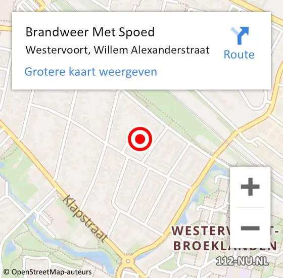 Locatie op kaart van de 112 melding: Brandweer Met Spoed Naar Westervoort, Willem Alexanderstraat op 8 juni 2015 19:20