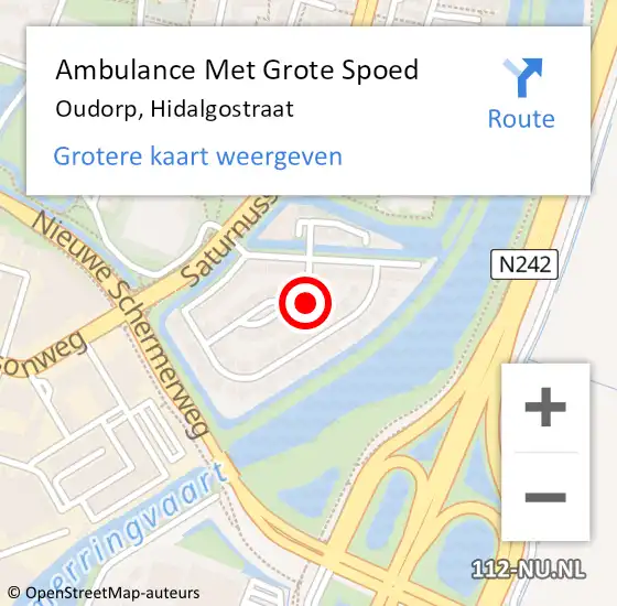 Locatie op kaart van de 112 melding: Ambulance Met Grote Spoed Naar Oudorp, Hidalgostraat op 8 juni 2015 19:29