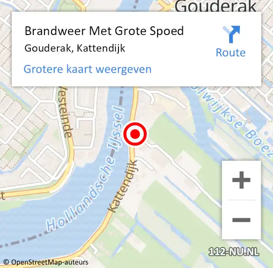 Locatie op kaart van de 112 melding: Brandweer Met Grote Spoed Naar Gouderak, Kattendijk op 8 juni 2015 19:52