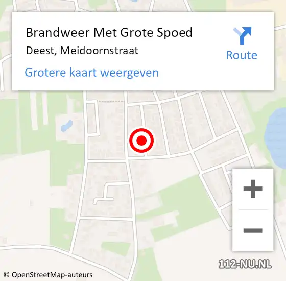 Locatie op kaart van de 112 melding: Brandweer Met Grote Spoed Naar Deest, Meidoornstraat op 8 juni 2015 20:04