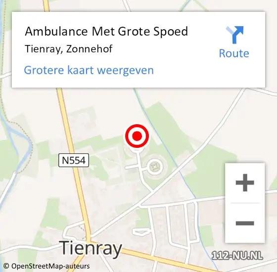 Locatie op kaart van de 112 melding: Ambulance Met Grote Spoed Naar Tienray, Zonnehof op 8 juni 2015 20:26