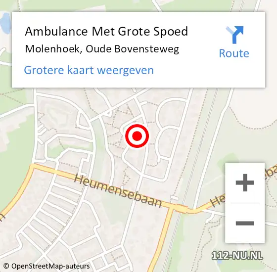 Locatie op kaart van de 112 melding: Ambulance Met Grote Spoed Naar Molenhoek, Oude Bovensteweg op 10 november 2013 10:31