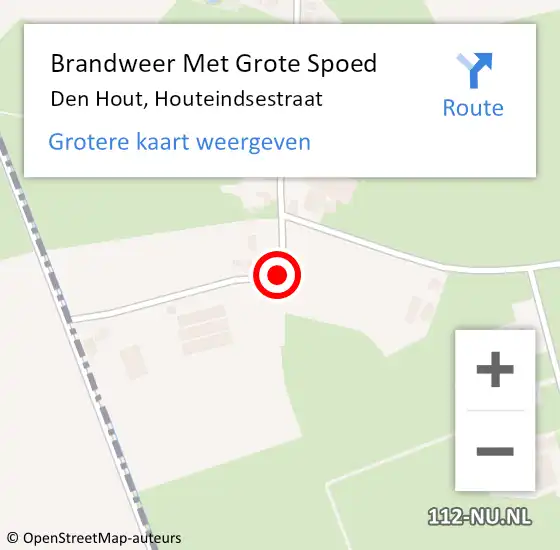 Locatie op kaart van de 112 melding: Brandweer Met Grote Spoed Naar Den Hout, Houteindsestraat op 8 juni 2015 20:58