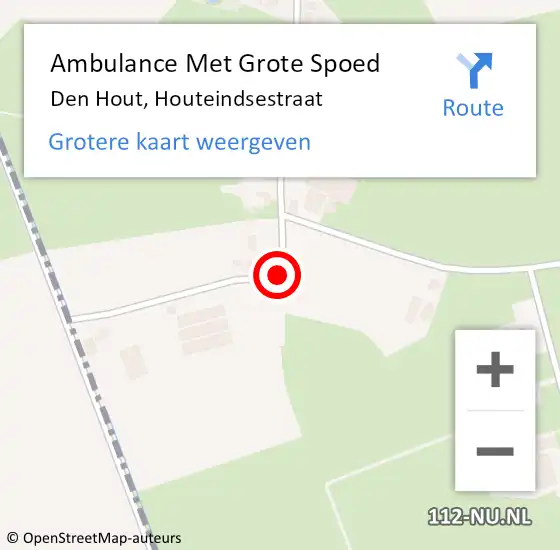 Locatie op kaart van de 112 melding: Ambulance Met Grote Spoed Naar Den Hout, Houteindsestraat op 8 juni 2015 20:59