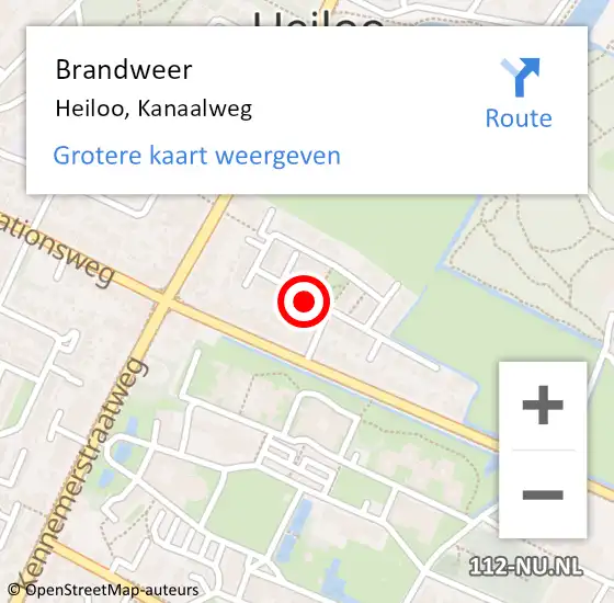 Locatie op kaart van de 112 melding: Brandweer Heiloo, Kanaalweg op 10 november 2013 10:36