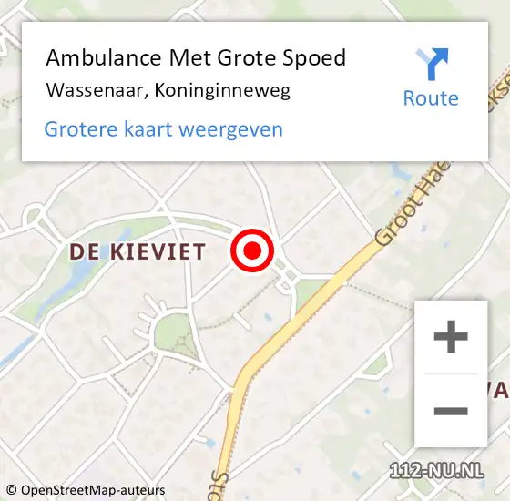 Locatie op kaart van de 112 melding: Ambulance Met Grote Spoed Naar Wassenaar, Koninginneweg op 8 juni 2015 21:35