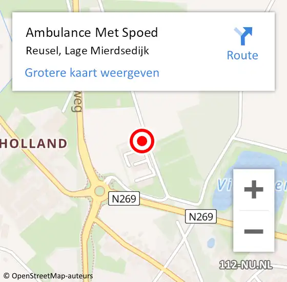 Locatie op kaart van de 112 melding: Ambulance Met Spoed Naar Reusel, Lage Mierdsedijk op 8 juni 2015 22:03