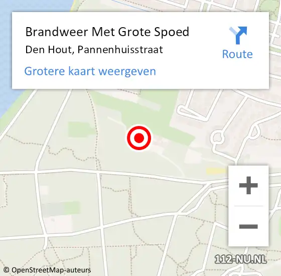 Locatie op kaart van de 112 melding: Brandweer Met Grote Spoed Naar Den Hout, Pannenhuisstraat op 8 juni 2015 22:17