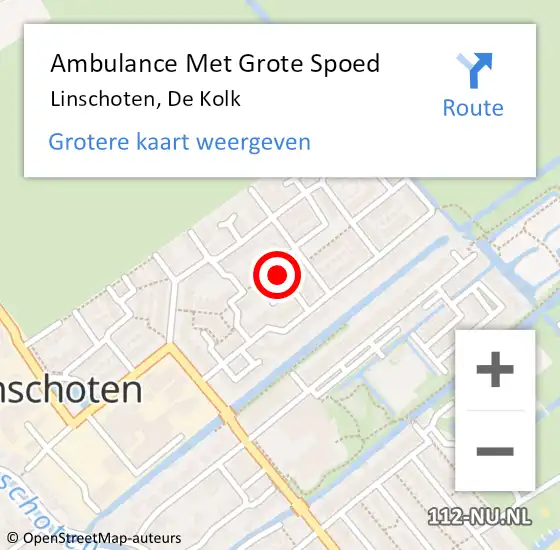 Locatie op kaart van de 112 melding: Ambulance Met Grote Spoed Naar Linschoten, De Kolk op 8 juni 2015 23:33