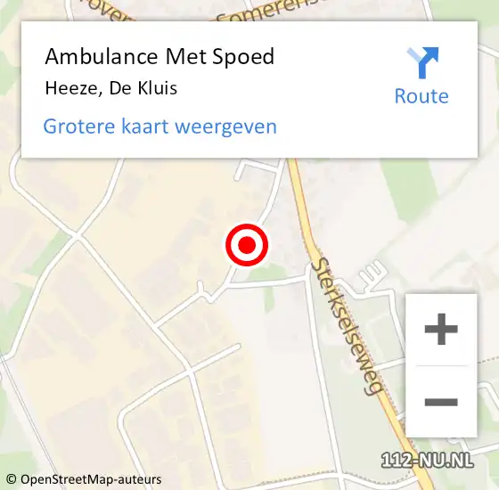 Locatie op kaart van de 112 melding: Ambulance Met Spoed Naar Heeze, De Kluis op 9 juni 2015 01:22