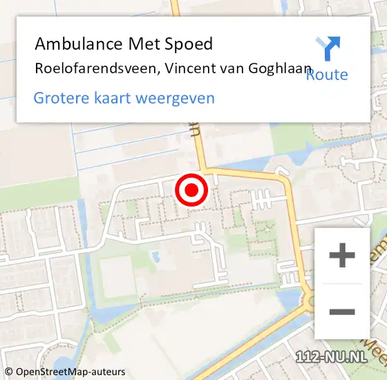 Locatie op kaart van de 112 melding: Ambulance Met Spoed Naar Roelofarendsveen, Vincent van Goghlaan op 9 juni 2015 01:57