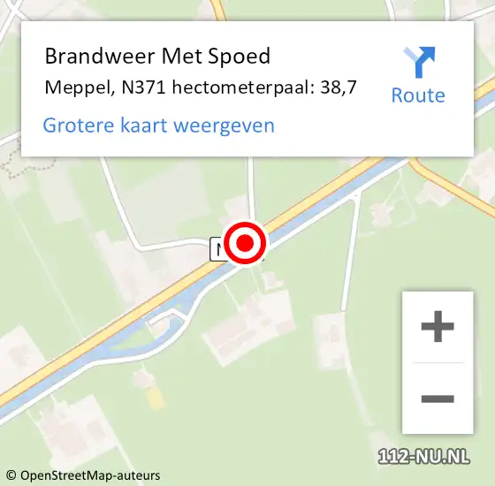 Locatie op kaart van de 112 melding: Brandweer Met Spoed Naar Meppel, N371 hectometerpaal: 38,7 op 9 juni 2015 05:35