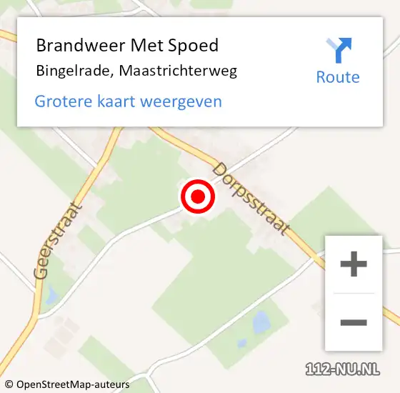 Locatie op kaart van de 112 melding: Brandweer Met Spoed Naar Bingelrade, Maastrichterweg op 9 juni 2015 08:00