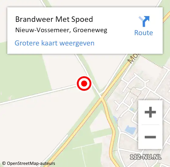 Locatie op kaart van de 112 melding: Brandweer Met Spoed Naar Nieuw-Vossemeer, Groeneweg op 9 juni 2015 08:24
