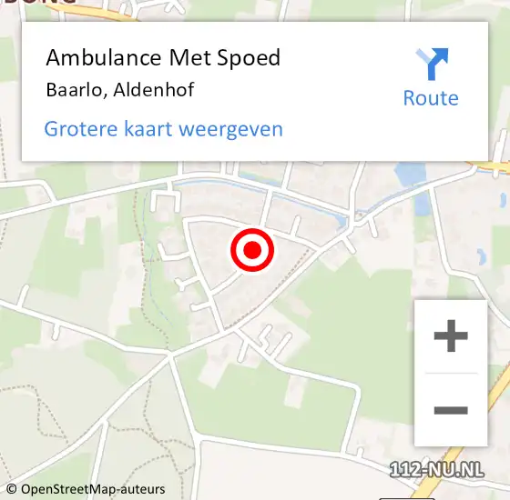 Locatie op kaart van de 112 melding: Ambulance Met Spoed Naar Baarlo, Aldenhof op 10 november 2013 11:07