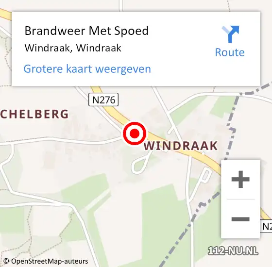 Locatie op kaart van de 112 melding: Brandweer Met Spoed Naar Windraak, Windraak op 9 juni 2015 08:59