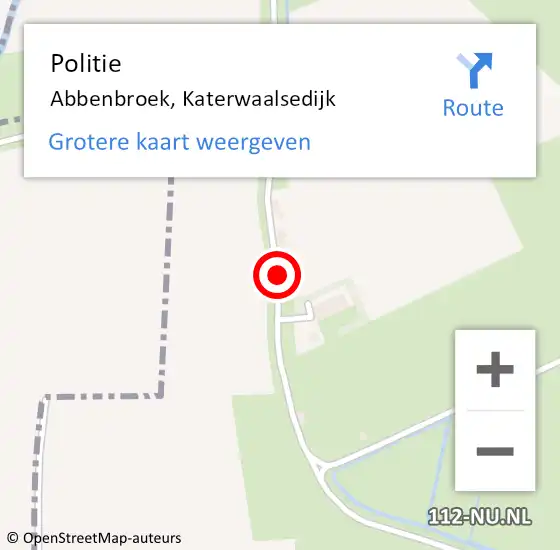 Locatie op kaart van de 112 melding: Politie Abbenbroek, Katerwaalsedijk op 9 juni 2015 09:00