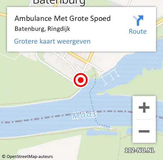 Locatie op kaart van de 112 melding: Ambulance Met Grote Spoed Naar Batenburg, Ringdijk op 9 juni 2015 10:09