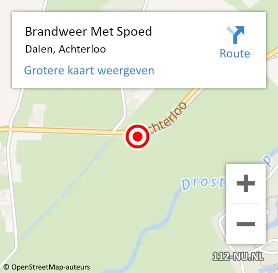 Locatie op kaart van de 112 melding: Brandweer Met Spoed Naar Dalen, Achterloo op 9 juni 2015 11:24