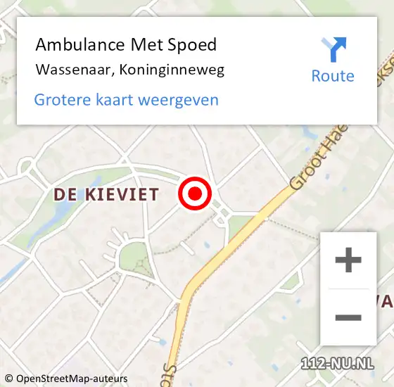 Locatie op kaart van de 112 melding: Ambulance Met Spoed Naar Wassenaar, Koninginneweg op 9 juni 2015 11:30