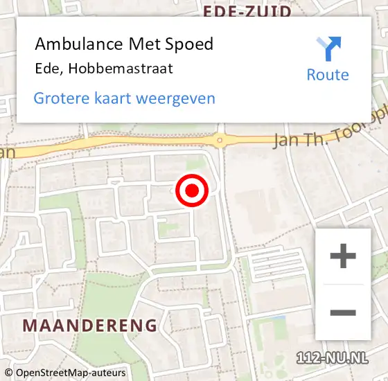 Locatie op kaart van de 112 melding: Ambulance Met Spoed Naar Ede, Hobbemastraat op 9 juni 2015 11:51