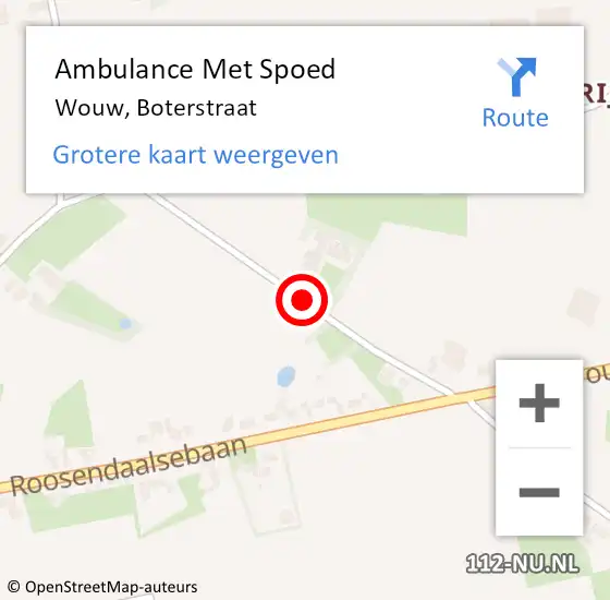 Locatie op kaart van de 112 melding: Ambulance Met Spoed Naar Wouw, Boterstraat op 9 juni 2015 11:54