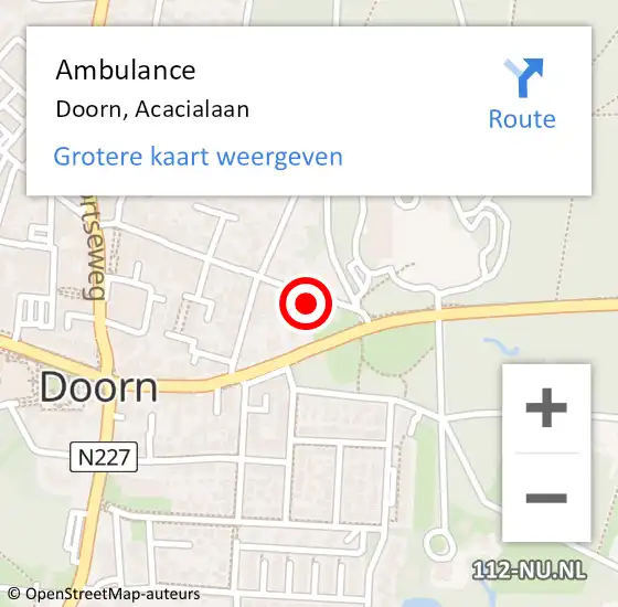 Locatie op kaart van de 112 melding: Ambulance Doorn, Acacialaan op 9 juni 2015 12:13