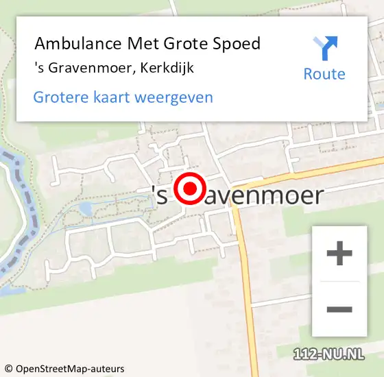 Locatie op kaart van de 112 melding: Ambulance Met Grote Spoed Naar 's Gravenmoer, Kerkdijk op 9 juni 2015 12:41