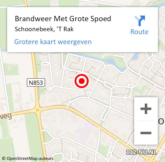 Locatie op kaart van de 112 melding: Brandweer Met Grote Spoed Naar Schoonebeek, 'T Rak op 9 juni 2015 12:47