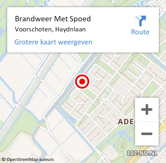 Locatie op kaart van de 112 melding: Brandweer Met Spoed Naar Voorschoten, Haydnlaan op 9 juni 2015 12:48