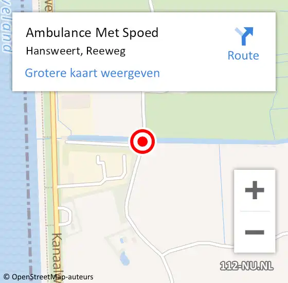 Locatie op kaart van de 112 melding: Ambulance Met Spoed Naar Hansweert, Reeweg op 9 juni 2015 12:52