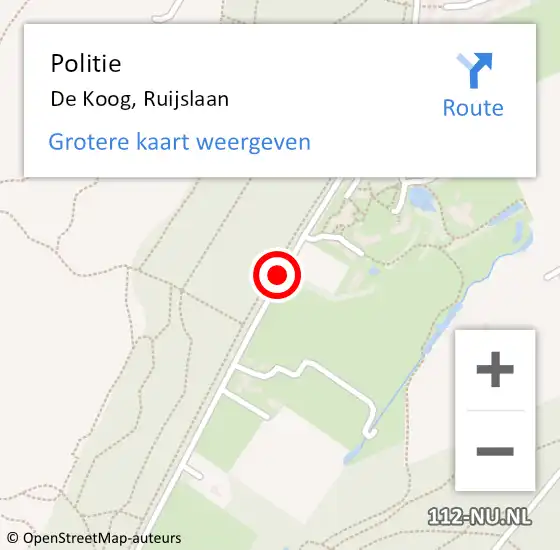 Locatie op kaart van de 112 melding: Politie De Koog, Ruijslaan op 9 juni 2015 12:58