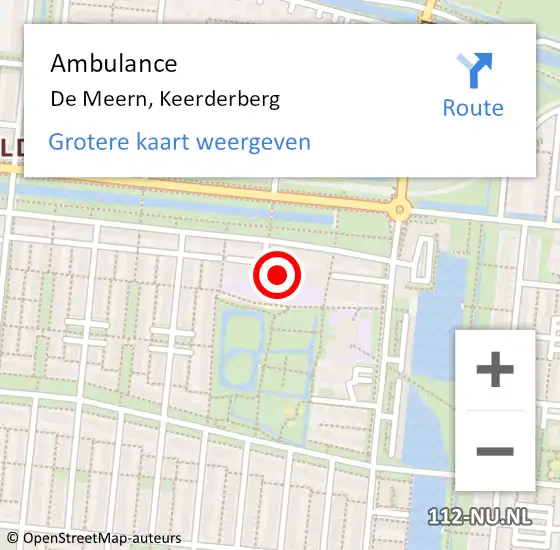 Locatie op kaart van de 112 melding: Ambulance De Meern, Keerderberg op 9 juni 2015 12:58