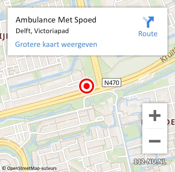 Locatie op kaart van de 112 melding: Ambulance Met Spoed Naar Delft, Victoriapad op 9 juni 2015 13:23