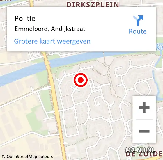 Locatie op kaart van de 112 melding: Politie Emmeloord, Andijkstraat op 9 juni 2015 13:30