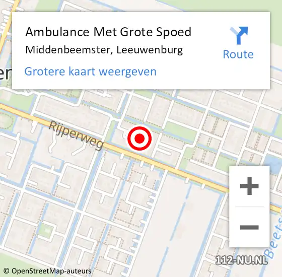 Locatie op kaart van de 112 melding: Ambulance Met Grote Spoed Naar Middenbeemster, Leeuwenburg op 9 juni 2015 13:37