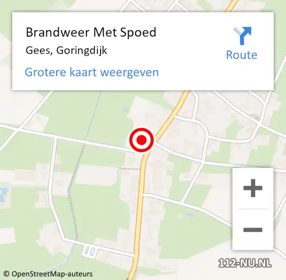 Locatie op kaart van de 112 melding: Brandweer Met Spoed Naar Gees, Goringdijk op 10 november 2013 11:48