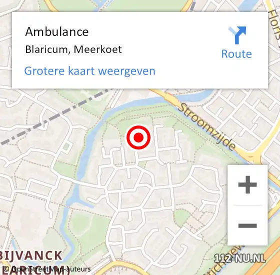 Locatie op kaart van de 112 melding: Ambulance Blaricum, Meerkoet op 9 juni 2015 14:04