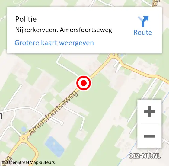 Locatie op kaart van de 112 melding: Politie Nijkerkerveen, Amersfoortseweg op 9 juni 2015 14:07