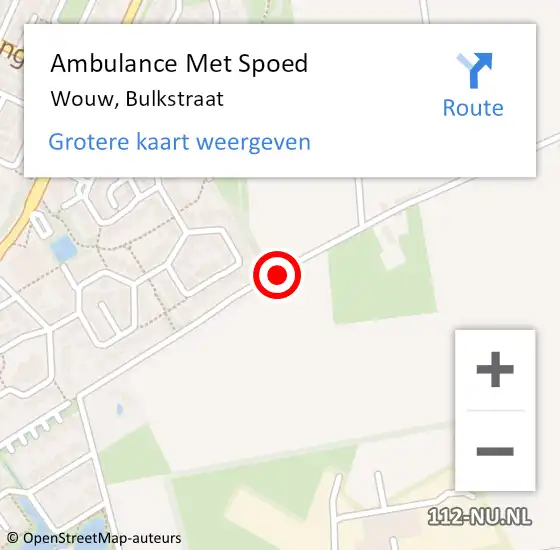 Locatie op kaart van de 112 melding: Ambulance Met Spoed Naar Wouw, Bulkstraat op 9 juni 2015 14:32