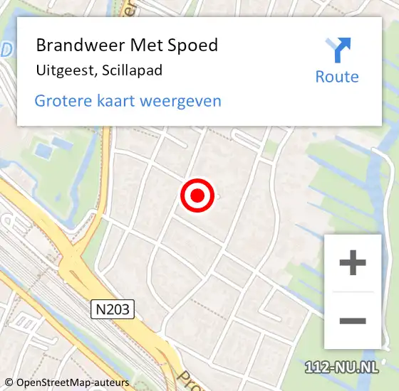 Locatie op kaart van de 112 melding: Brandweer Met Spoed Naar Uitgeest, Scillapad op 9 juni 2015 14:58