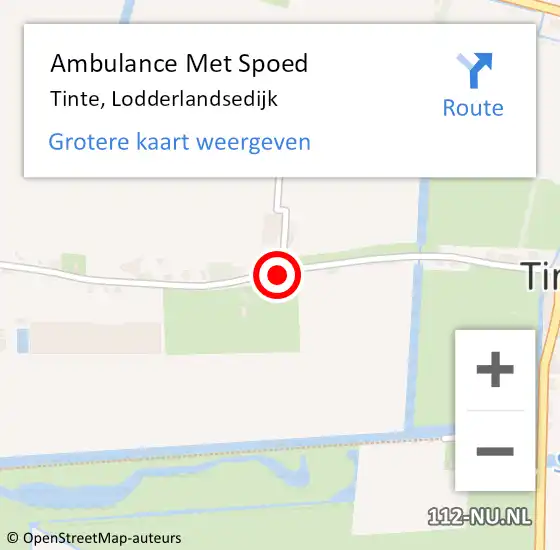 Locatie op kaart van de 112 melding: Ambulance Met Spoed Naar Tinte, Lodderlandsedijk op 9 juni 2015 15:06