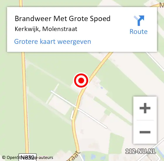 Locatie op kaart van de 112 melding: Brandweer Met Grote Spoed Naar Kerkwijk, Molenstraat op 9 juni 2015 15:34