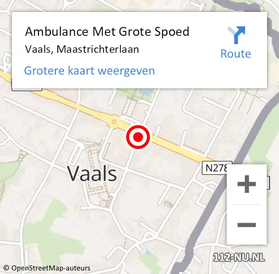 Locatie op kaart van de 112 melding: Ambulance Met Grote Spoed Naar Vaals, Maastrichterlaan op 9 juni 2015 15:43