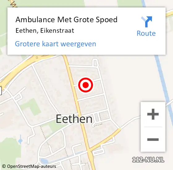 Locatie op kaart van de 112 melding: Ambulance Met Grote Spoed Naar Eethen, Eikenstraat op 9 juni 2015 16:34