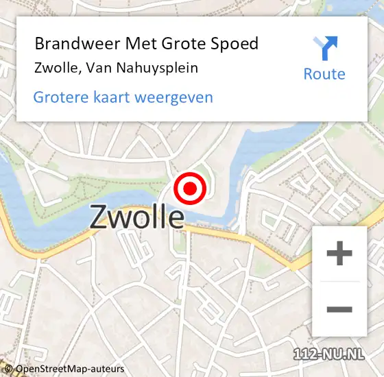 Locatie op kaart van de 112 melding: Brandweer Met Grote Spoed Naar Zwolle, Van Nahuysplein op 9 juni 2015 16:39