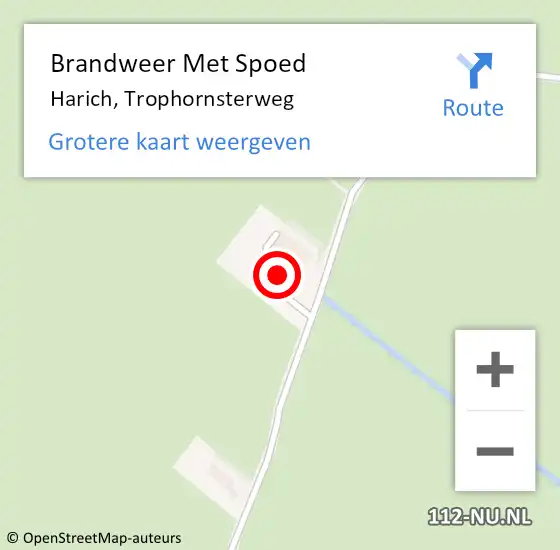 Locatie op kaart van de 112 melding: Brandweer Met Spoed Naar Harich, Trophornsterweg op 9 juni 2015 16:41